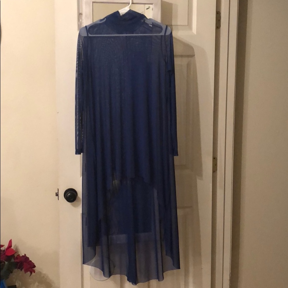 Royal blue shear long sleeve cover shawl